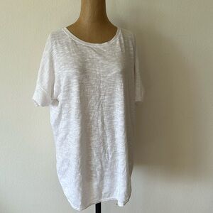 Eileen Fisher White Linen-Blend Short-Sleeve Tee
